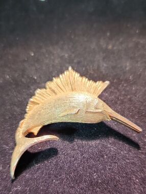 Gold Sailfish Decorative Figurine - Coastal Fish Accent